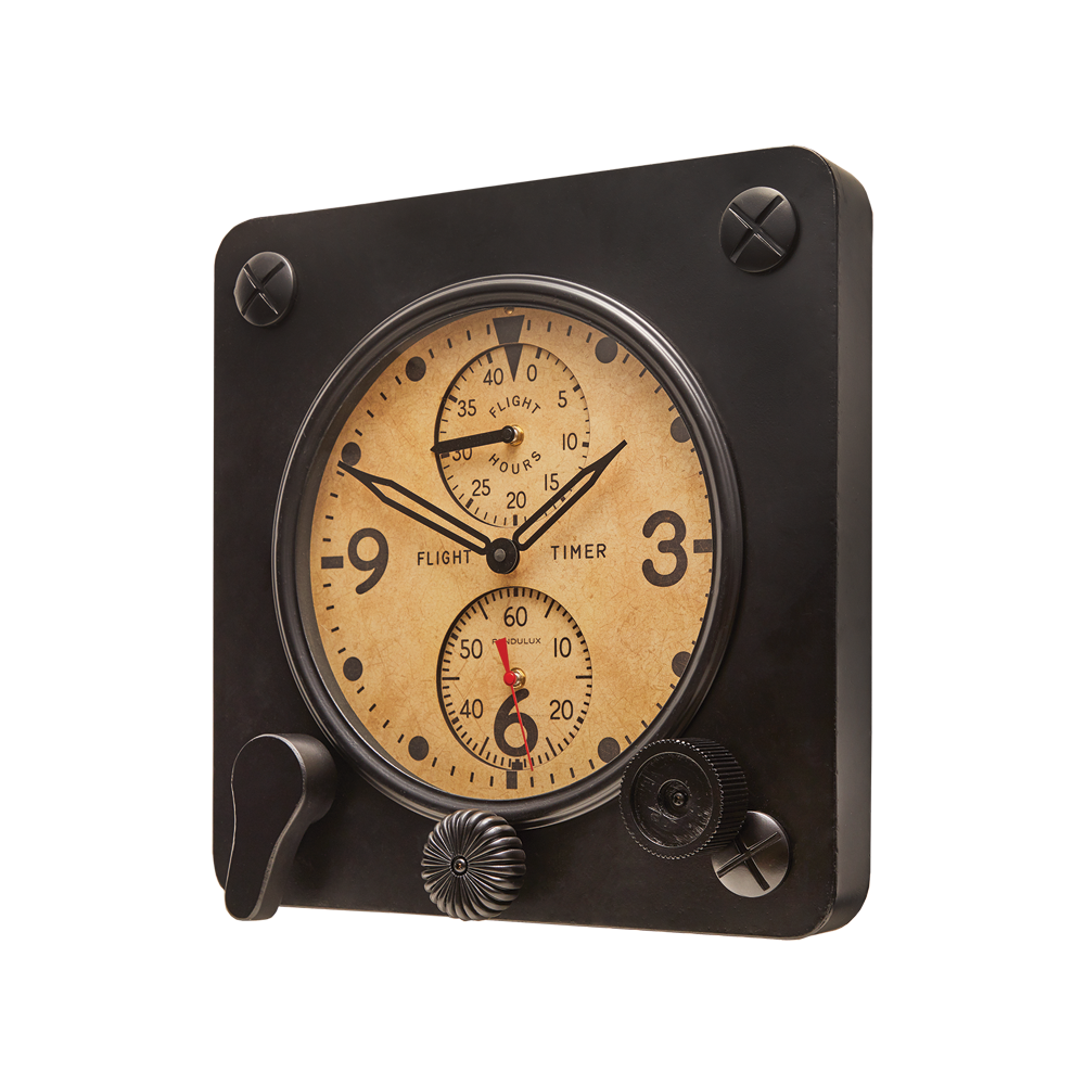 Flight Timer Wall Clock Black