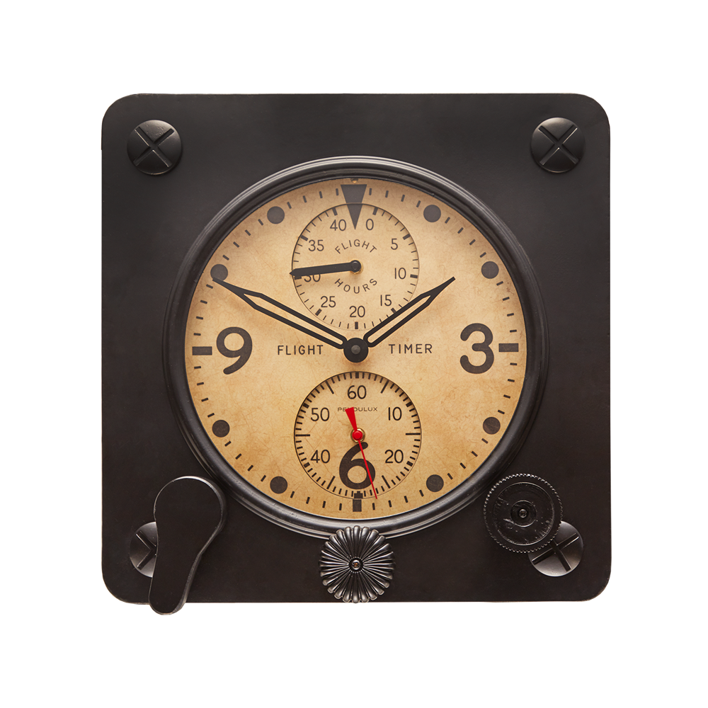 Flight Timer Wall Clock Black
