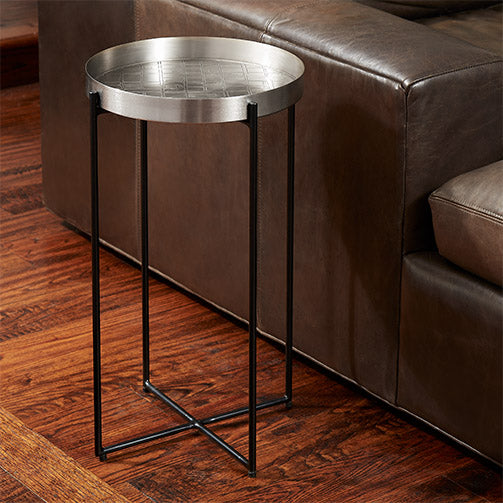 Map Accent Table Antique Nickel